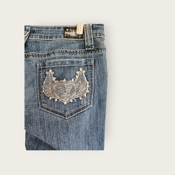 Imperial Star Straight Slim Fit Distressed embellished Girls Jeans Size 7 - Picture 7 of 10